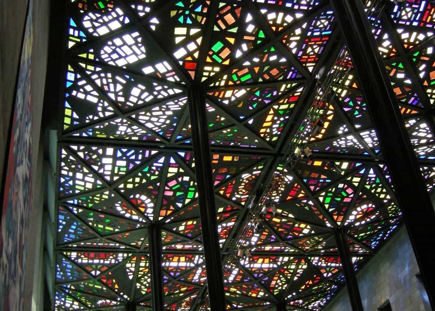The coloured glass ceiling of the Great Hall at the National Gallery of Victoria
