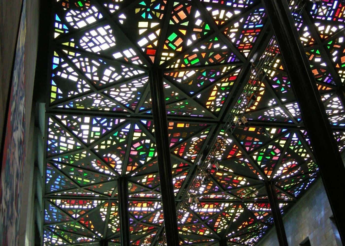 The coloured glass ceiling of the Great Hall at the National Gallery of Victoria