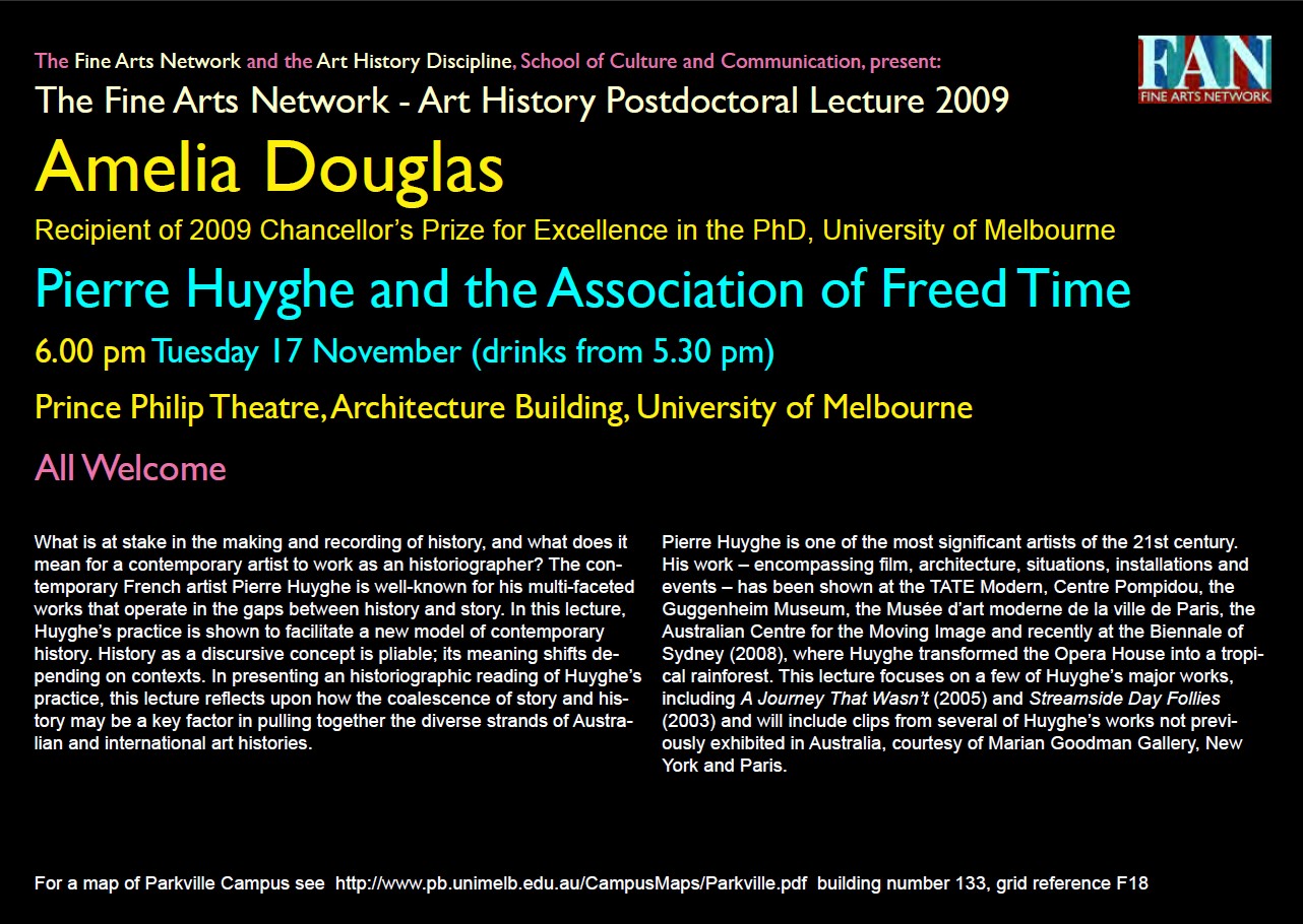 Amelia Douglas ‘Pierre Huyghe’ – FAN postdoctoral lecture.
