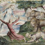 William Blake, Dante running from the three beasts - Illustration to The Divine Comedy by Dante Alighieri (Inferno I, 1-90), 1824-1827, penn and ink and watercolour over pencil, 37.0 x 52.8 cm (sheet), Felton Bequest, 1920, NGV.