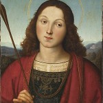 Raphael, Saint Sebastian, c.1501-02  oil and gold on wood panel, Accademia Carrara, Bergamo Legacy of Guglielmo Lochis 1866. Image via NGA website.