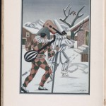 Untitled frontispiece depicting Harlequins with instruments, in a snow covered landscape,  from Facade by Edith Sitwell with a frontispiece by G. Severini - via General Collection, Beinecke Rare Book and Manuscript Library, Yale University