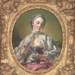 François Boucher A young lady holding a pug dog (presumed portrait of Madame Boucher) mid 1740. Art Gallery of NSW.