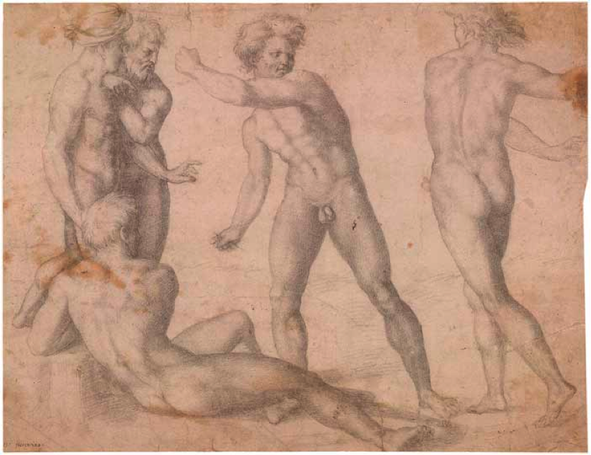 Baccio Bandinelli, Study for Nudes in Combat, c1512, black pencil, British Museum, London.