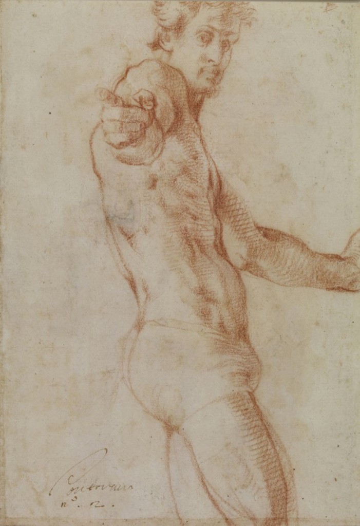 Pontormo, Study of a Nude (Self-portrait), red chalk, 284 x 202 cm., British Museum, London