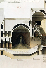  Jean-Jacques Lequeu, Section perpendiculaire d'un souterrain de la maison gothique