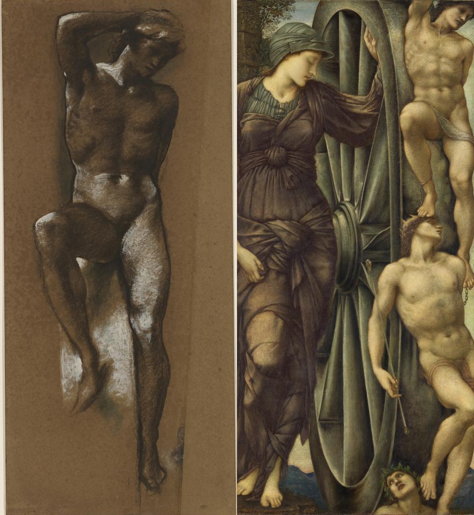 Figure 5 (right). Edward Burne-Jones, The Wheel of Fortune, 1871-1885. Oil on canvas, 151.4 x 72.5 cm. National Gallery of Victoria, Melbourne (381-2). 