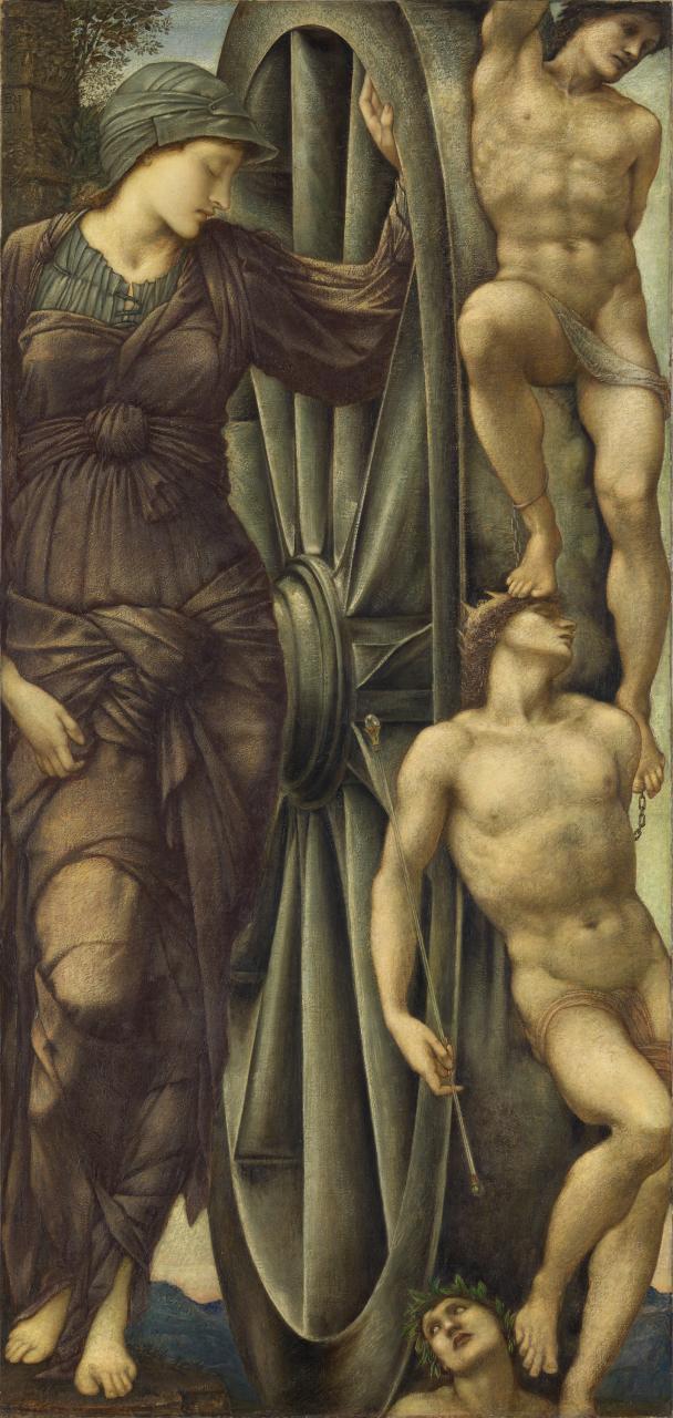 Figure 5. Edward Burne-Jones, The Wheel of Fortune, 1871-1885. Oil on canvas, 151.4 x 72.5 cm. National Gallery of Victoria, Melbourne (381-2). 