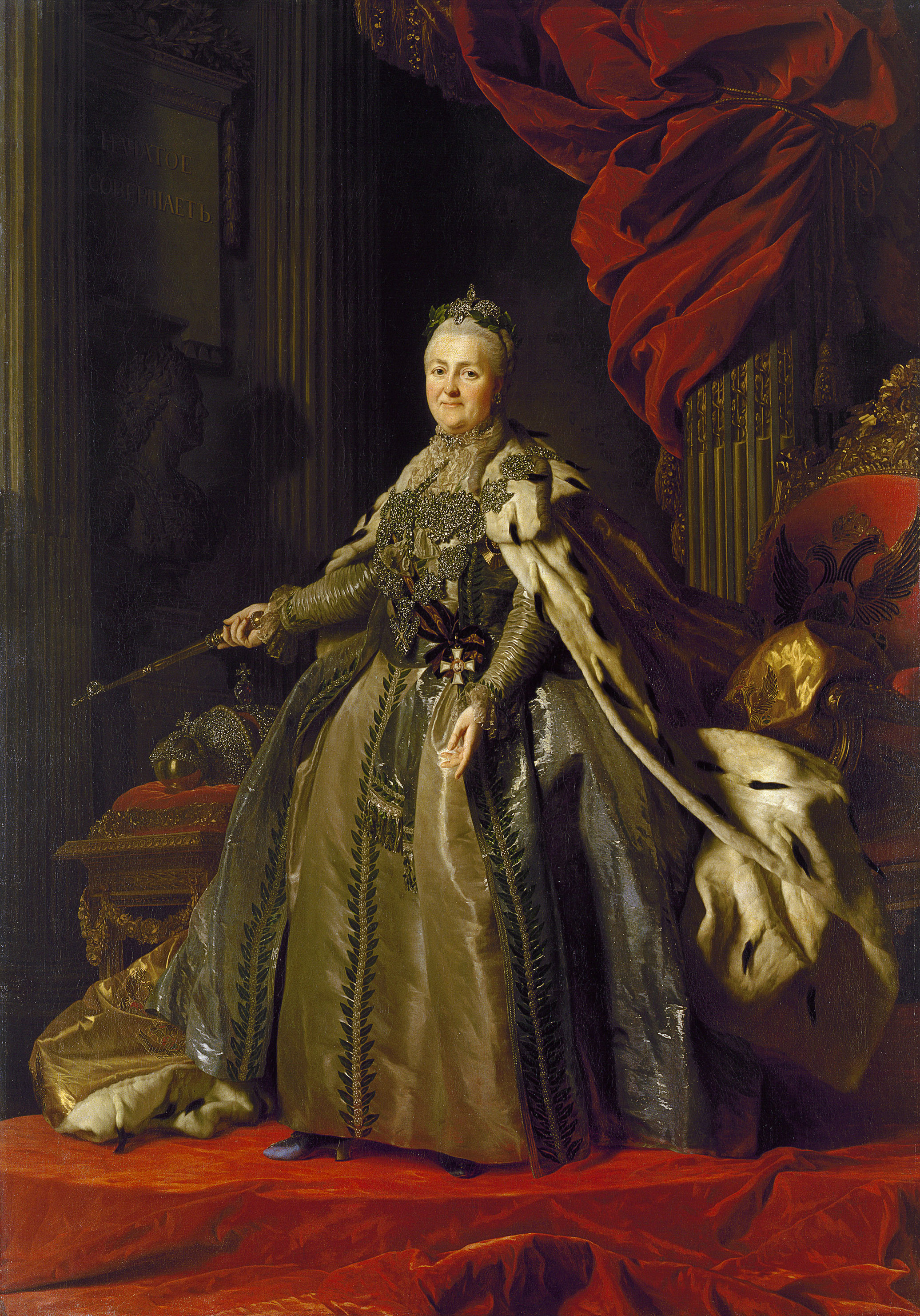 Alexander ROSLIN, (Swedish 1718–93), Portrait of Catherine II 1776–77. oil on canvas, 271.0 х 189.5 cm, The State Hermitage Museum, St Petersburg (Inv. no. ГЭ-1316), Acquired from the artist, 1777