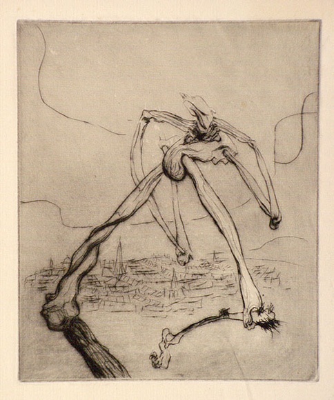Geoffrey Graham, Striding bone figure c. 1938 London, etching, National Gallery of, Australia, Canberra, Gift of Mrs Elizabeth Graham 1991