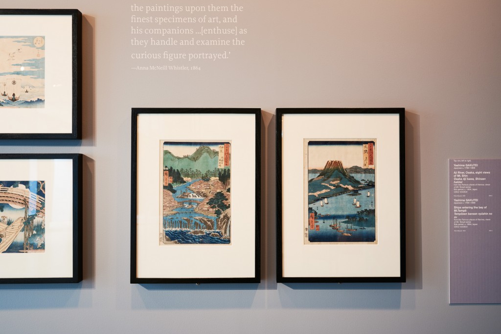 Japanese woodcuts by Hiroshige and Gakutei. Installation view of Whistler’s Mother at NGV International, 25 March – 19 June 2016. 