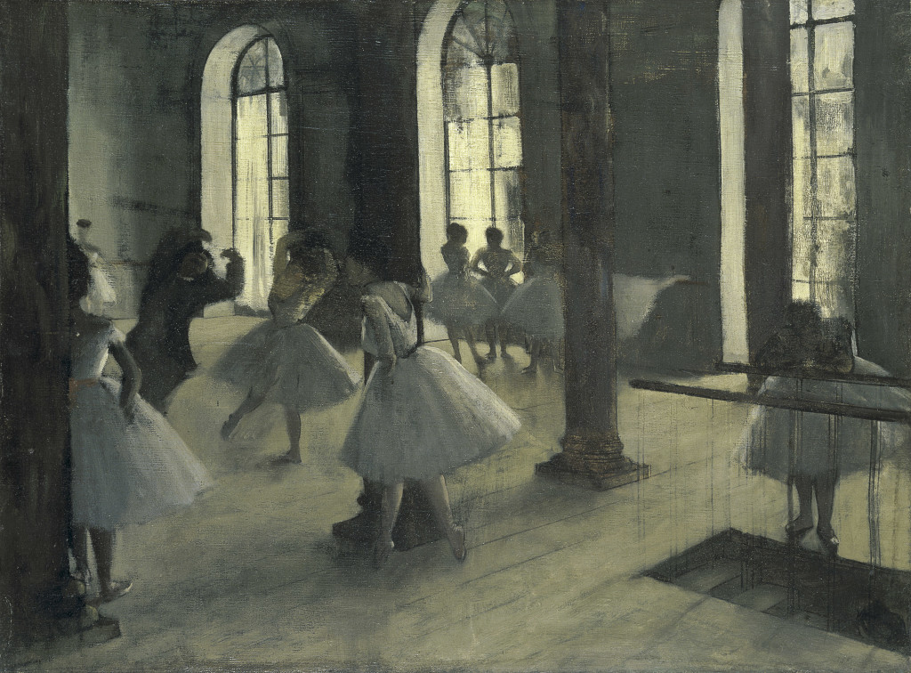 Edgar Degas Rehearsal hall at the Opéra, rue Le Peletier 1872 oil on canvas 32.7 x 46.3 cm Musée d'Orsay, Paris (RF 1977) © RMN-Grand Palais (Musée d’Orsay) / Hervé Lewandowski