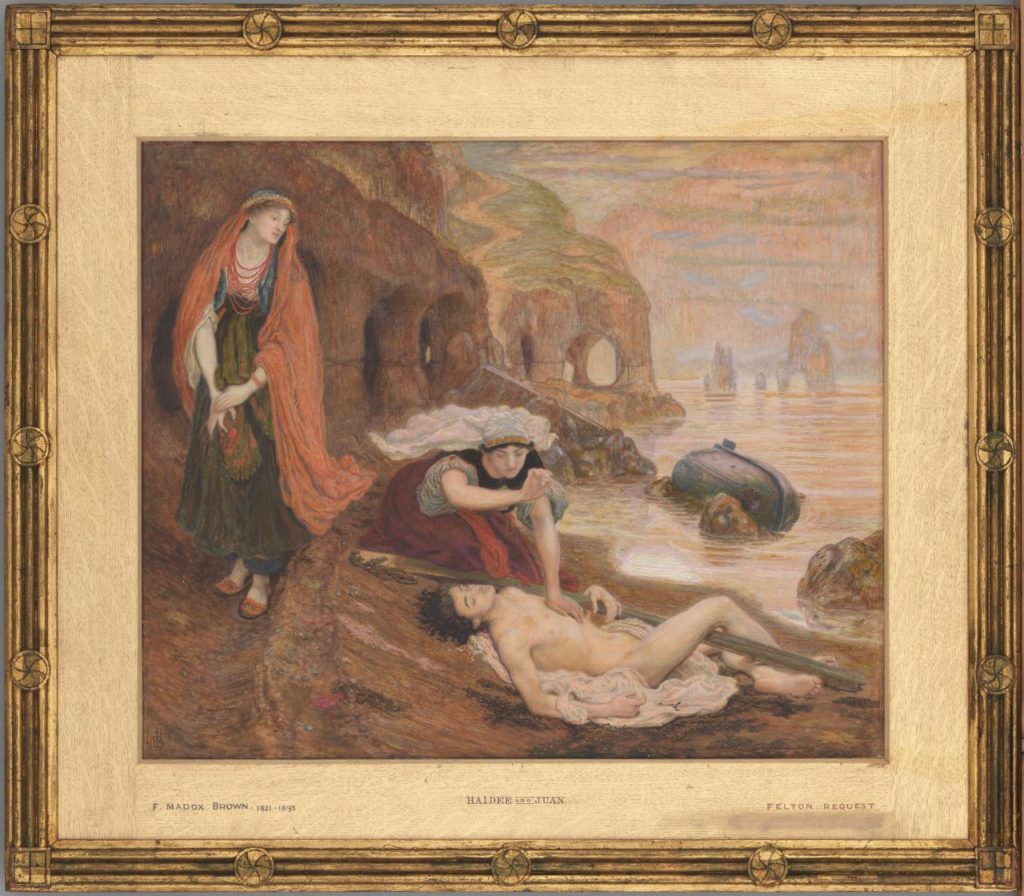 Ford Madox BROWN The finding of Don Juan by Haidée (1869-1870) {retouched (1871) and later}  watercolour and gouache over pencil 47.5 x 57.6 cm (sheet) Bennett A91 National Gallery of Victoria, Melbourne Felton Bequest, 1905 210-2