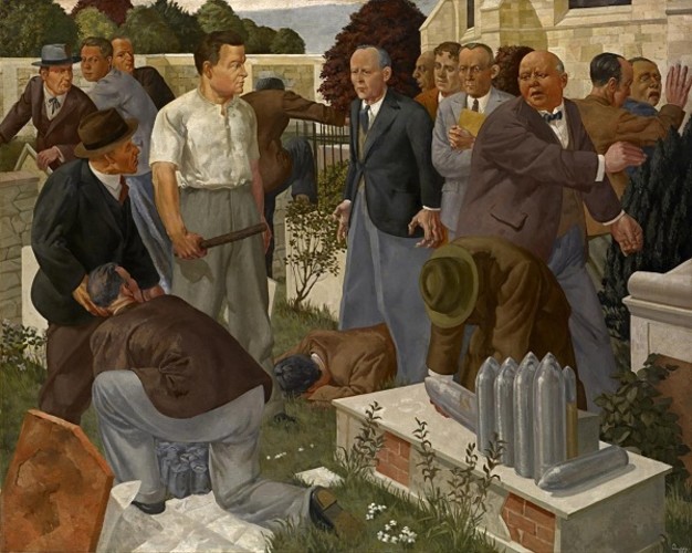 Louis Duffy (1908-98), Christ driving out the money changers, c. 1940. Oil on canvas, 122.4 × 152.9 cm. National Gallery of Victoria, Melbourne (Purchased with the assistance of Bruce Parncutt and Robin Campbell, 2006)