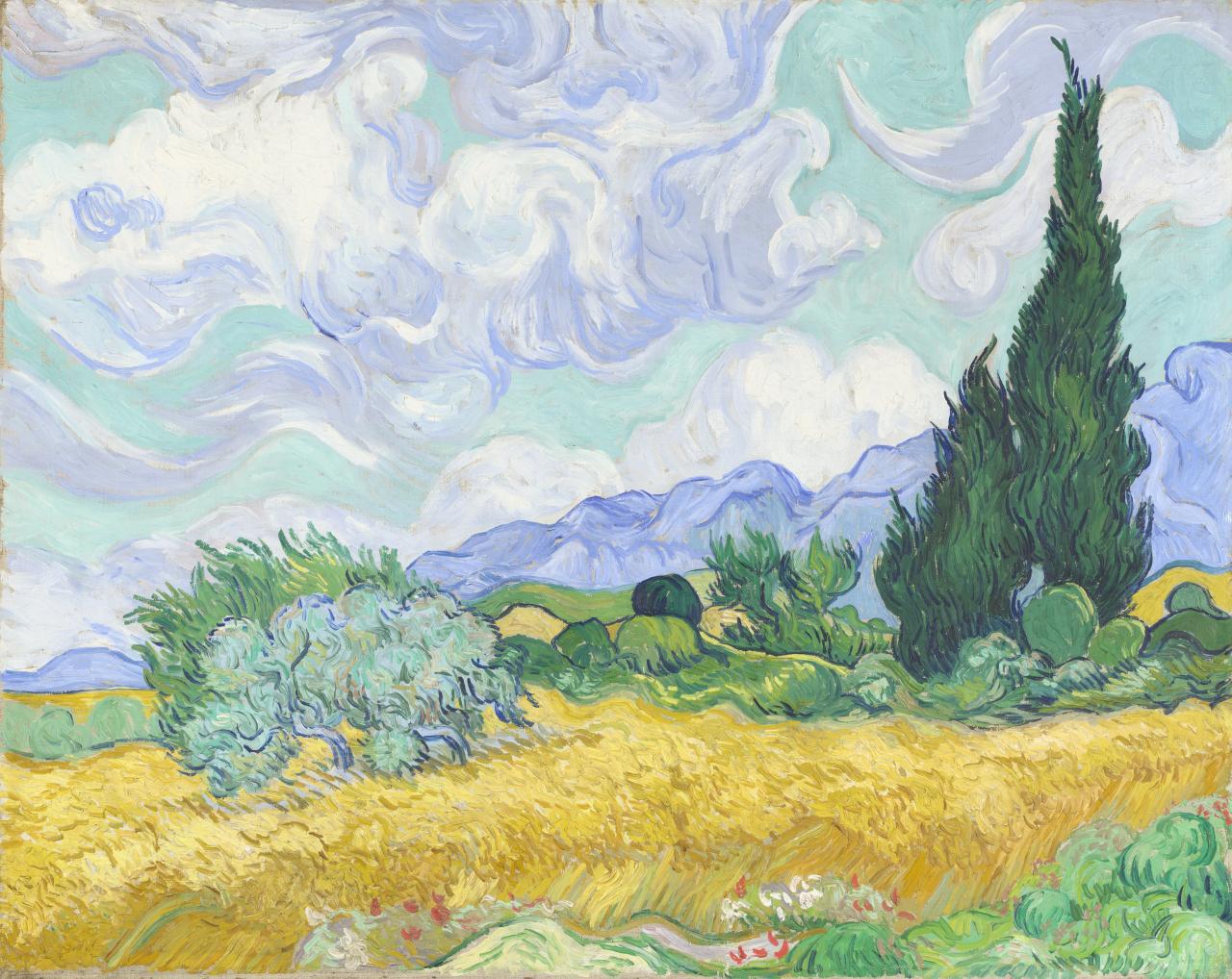 Vincent van Gogh A wheatfield, with cypresses early September 1889 Saint-Rémy oil on canvas 72.1 x 90.9 cm F 615, JH 1755 National Gallery, London Bought, Courtauld Fund, 1923 (NG3861) © The National Gallery, London Photo: The National Gallery, London 