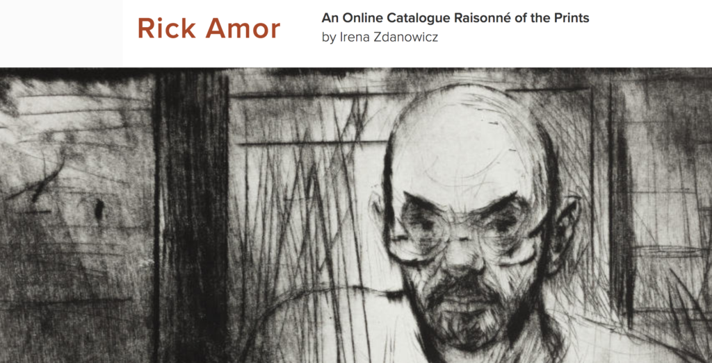 Image of the Rick Amor Catalogue Raisonne website page